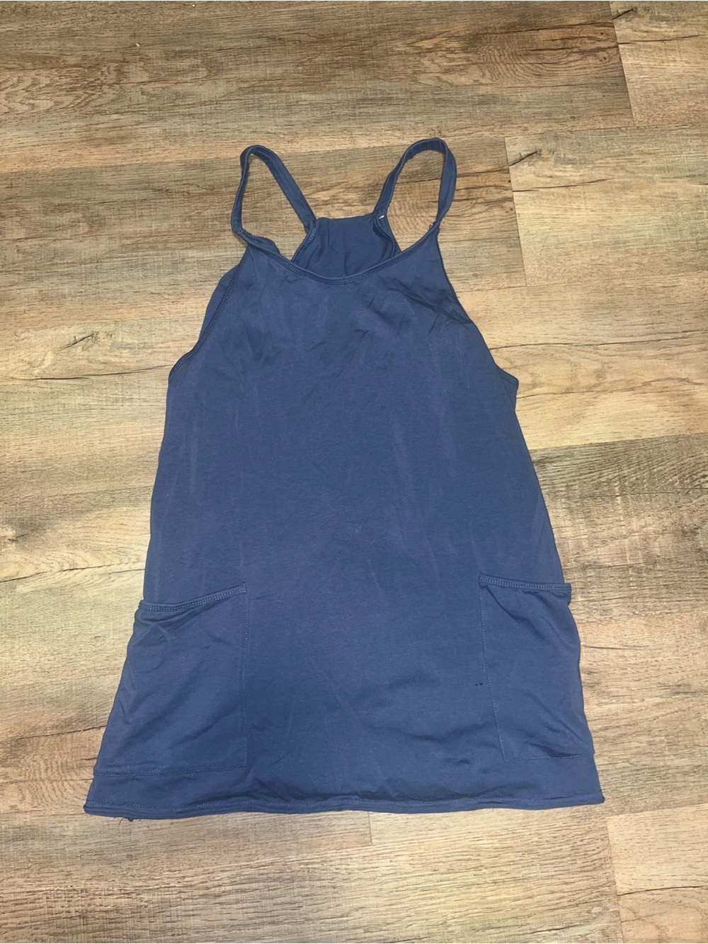 Women's Navy Cotton Mini Dress With Built In Shorts